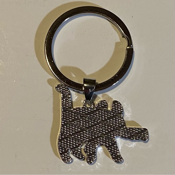 Stabby Kitty keychain in chrome plate/black enamel NWOT 2” long, Kitty gone bad! - Picture 3 of 3